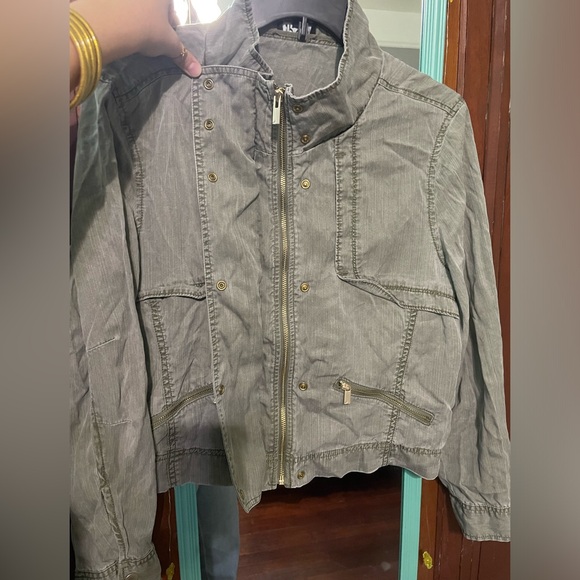 Jones New York Women’s Size L Retro Green Gold Zip up jacket - Picture 2 of 7